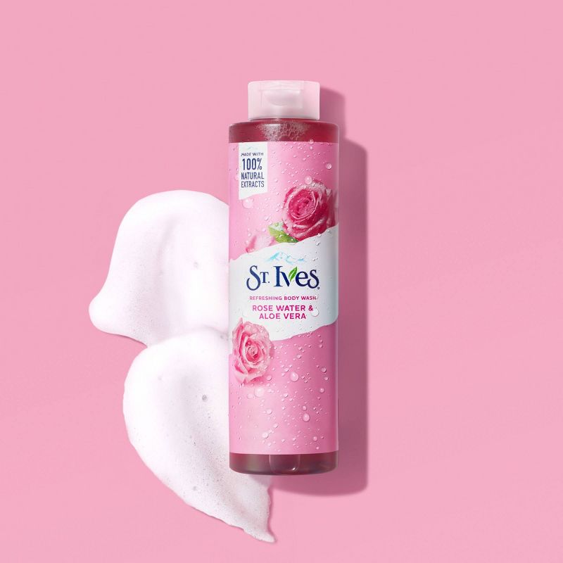 St. Ives Rose Water & Aloe Vera Plant-Based Natural Body Wash Soap - 22  fl oz