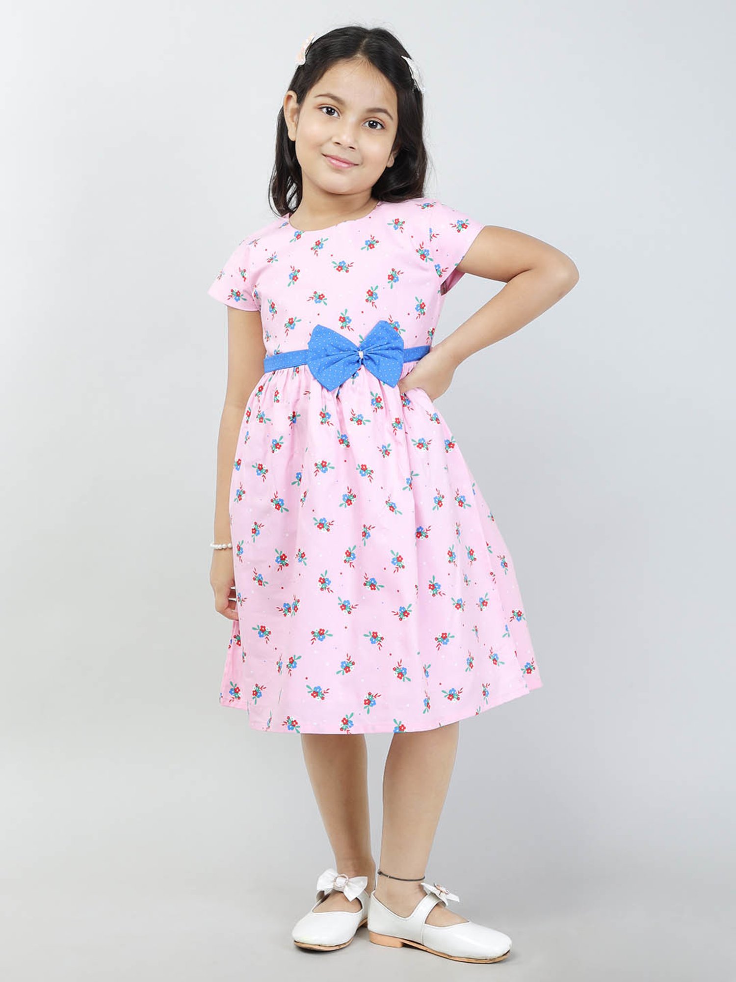 Todd N Teen Kids Pink Floral Print Frock