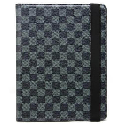 Checkered Black + Grey Rotating Stand Cover for Apple iPad 2 or iPad 3