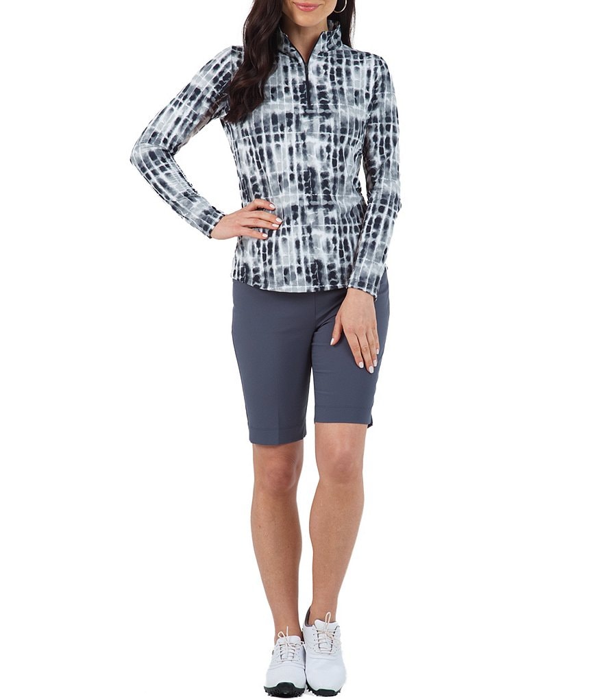 IBKUL Rue Print Long Sleeve Mock Neck Top