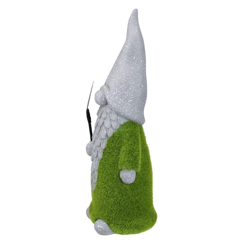 Northlight 13.5" Gray and Green Moss Covered Gnome with Shovel Outdoor Patio Garden Statue