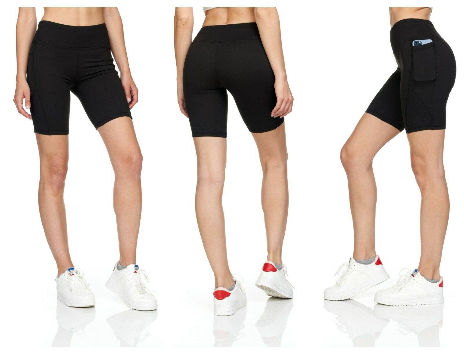 Womens Super Soft High Waist Seamless Yoga Biker Shorts Tie Dye Camo With Pocket