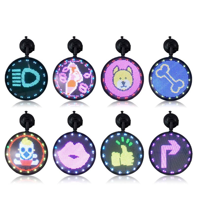 Maiman Full Color Emoji LED Display, 9" Dia P4 (4mm Pitch) 48*48 Pixel LED Screen for Car Rare Window, Office and Booth