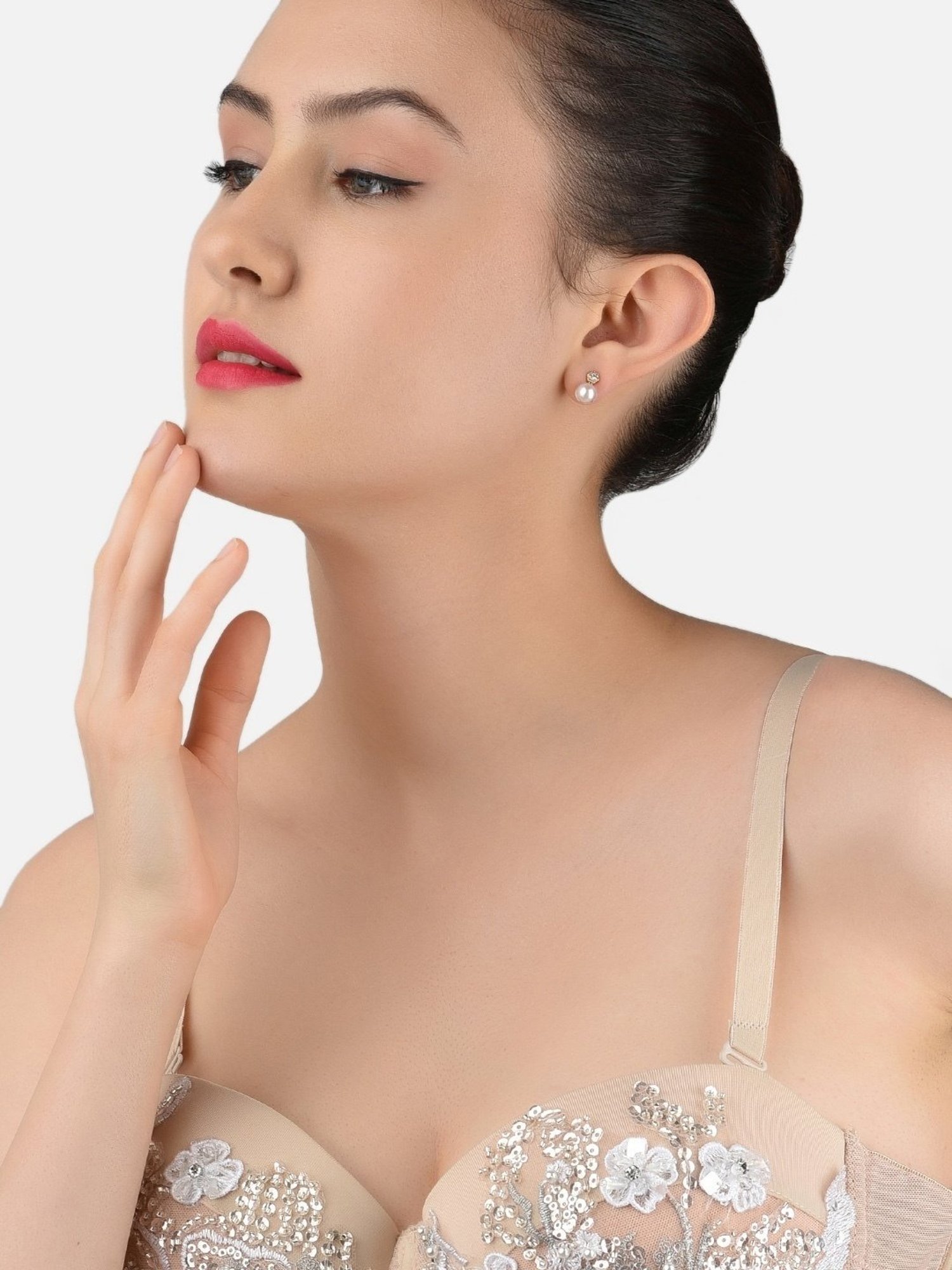 Zaveri Pearls Set of 3 Rose Gold Contemporary Cubic Zirconia Stud Earrings - ZPFK13491