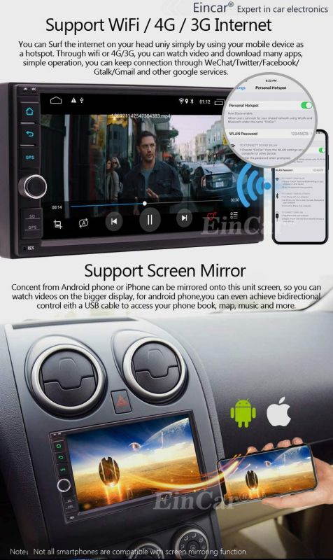 Android 10.0 7 Inch Double Din Car Stereo Touch Screen 2 Din in Dash Head Unit Video Player Car Multimedia Player Bluetooth FM/AM RDS Radio Receiver GPS Navigation with Rear Camera&Remote Control