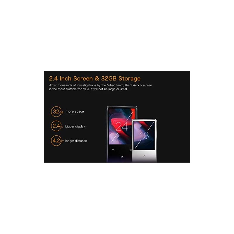 32GB MP3 Player  MP3 Player with Bluetooth Music Player with FM Radio Recording 24 Screen HiFi Lossless Sound Support up to 64GB ExpansionHeadphones Sport Armband Included