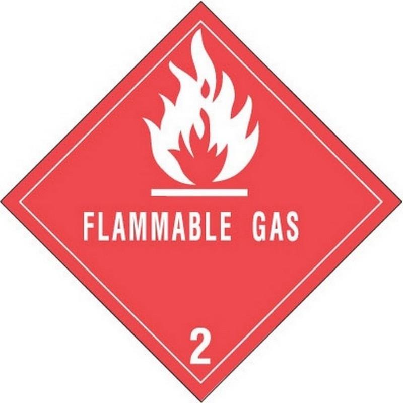 4" x 4" Flammable Gas D.O.T. Class 2 Hazard Labels (500 per Roll)