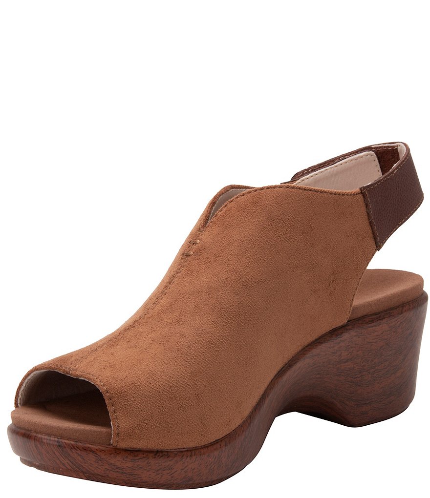 Alegria Rosie Suede Peep Toe Wedge Slingback Pumps