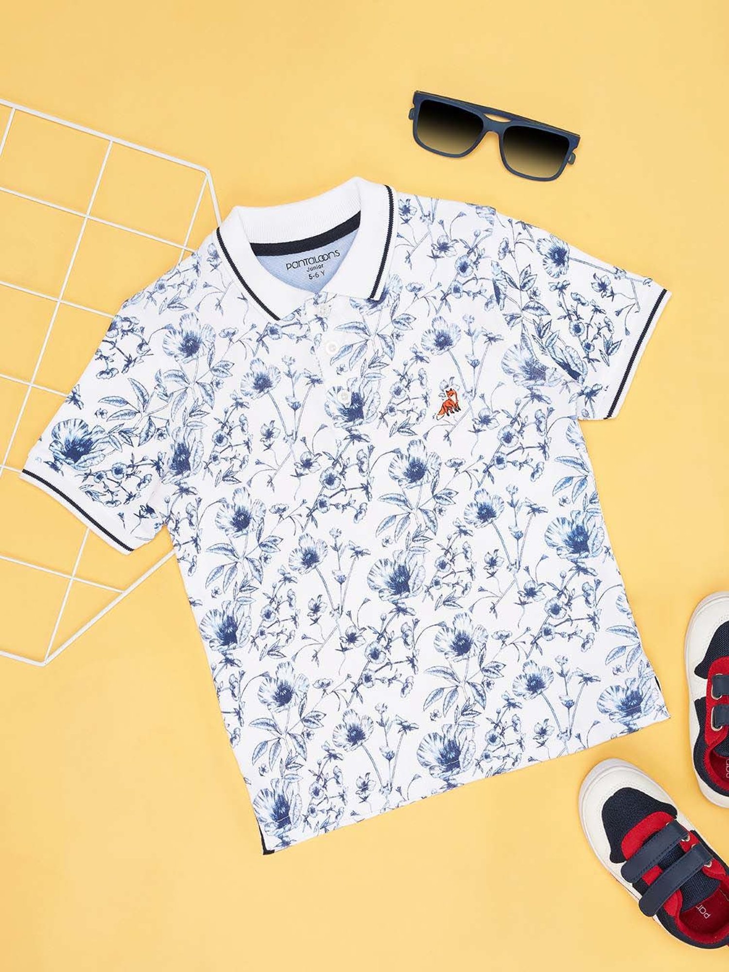 Pantaloons Junior Multicolor Cotton Striped Polo T-Shirt