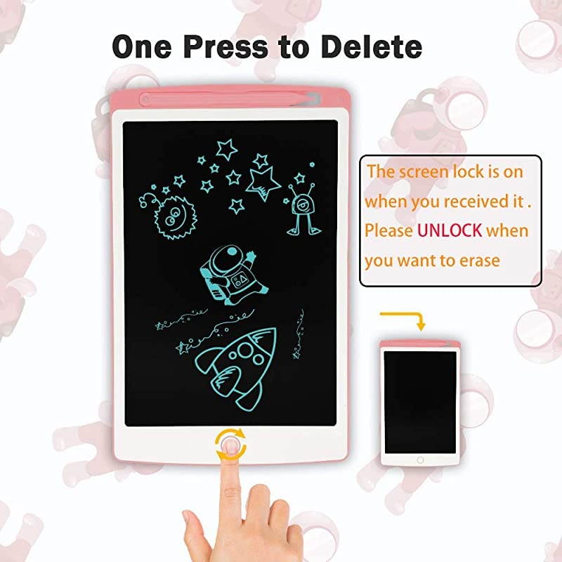 LCD Writing Tablet, 10 inches Electronic Graphic Tablet, Writing & Drawing Doodle Board with Memory Lock for Age 3+ Pink
