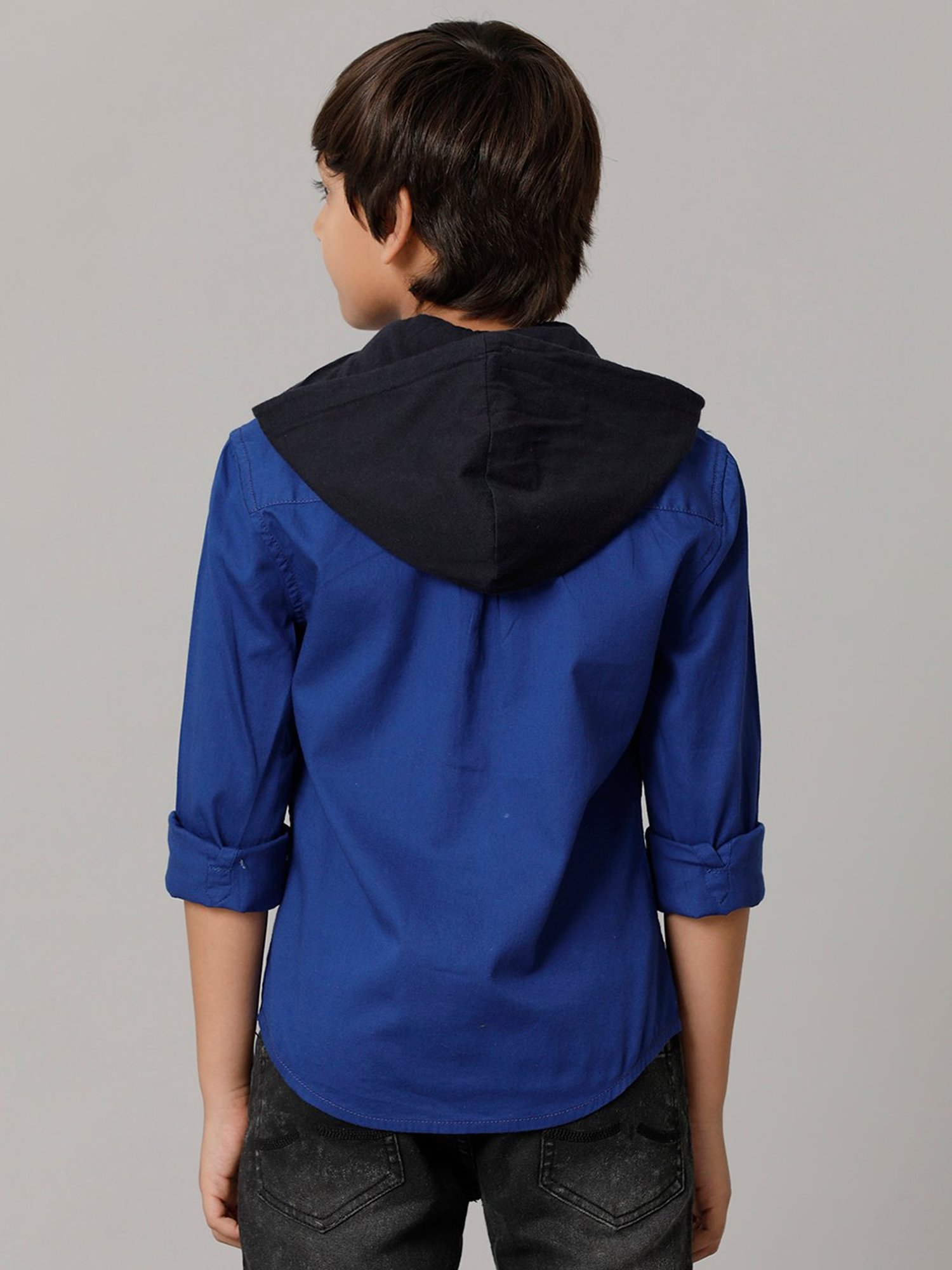 Under Fourteen Only Kids Blue Solid Full Sleeves Shirt