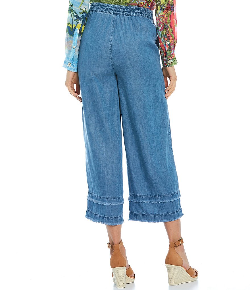 John Mark Cinch Tie Waist Wide Leg Crop Pants