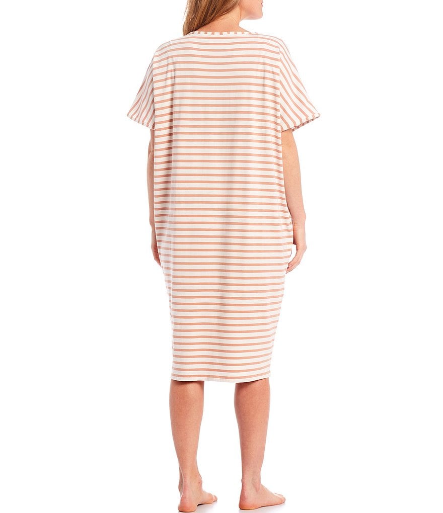 Kate Landry Solid V-Neck Sleeve Midi Lounge Dress