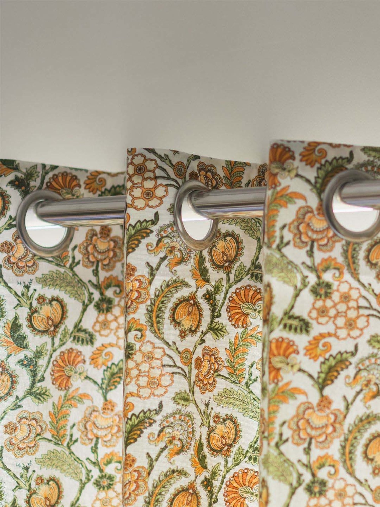 Urban Space Mustard Cotton Window Curtain With Tieback & Eyelet - Set of 2