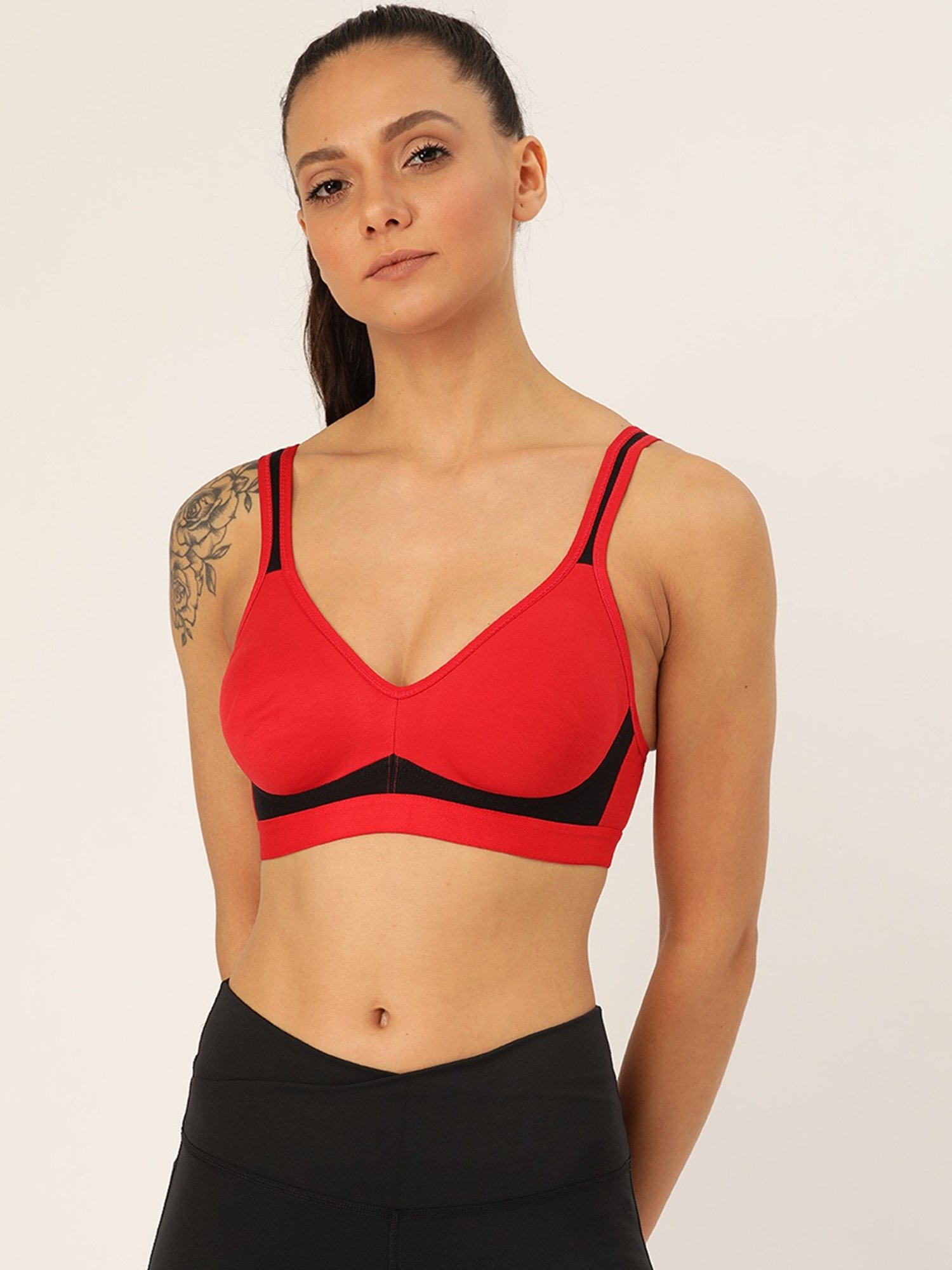 Lady Lyka Multicolor Non Wired Non Padded Sports Bra (Pack of 2)