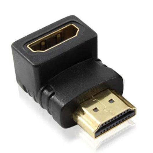 AMZER Right Angle Gold Plated HDMI 19Pin Male to HDMI 19Pin Female Adaptor - Black (Pack of 2)