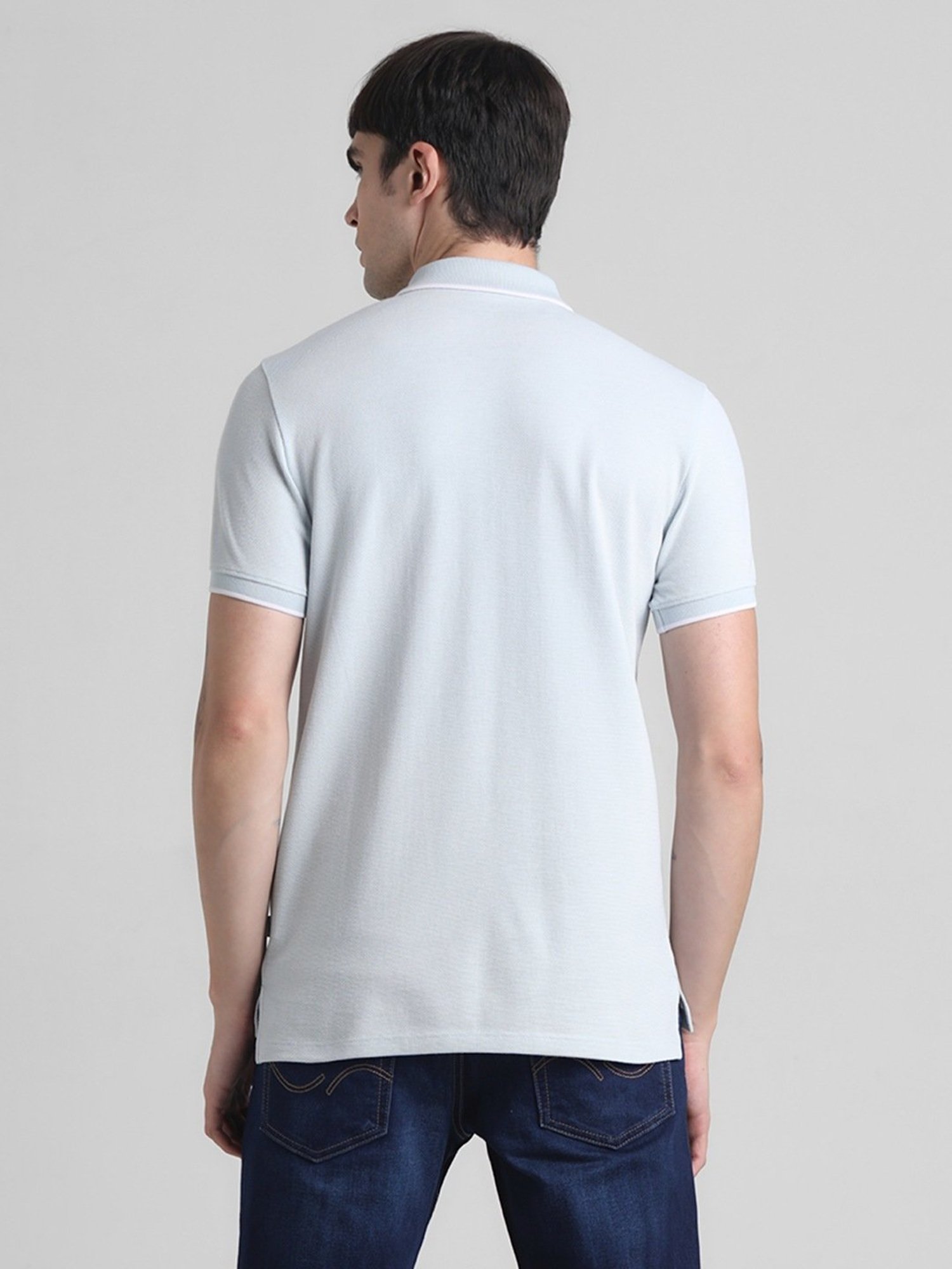 Jack & Jones Ballad Blue Slim Fit Checks Polo T-Shirt