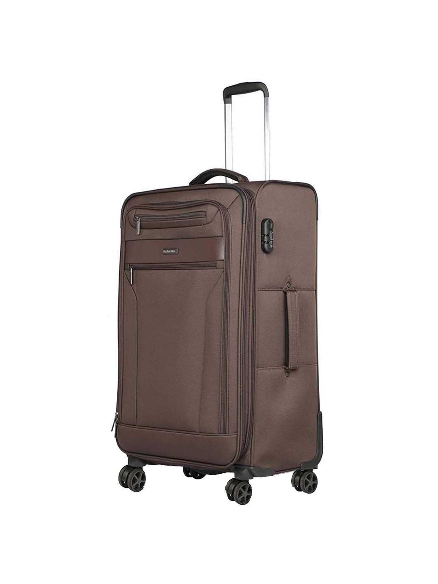 Nasher Miles Berlin Expander Soft-Sided Polyester Check-in  Brown 28 inch |75cm Trolley Bag
