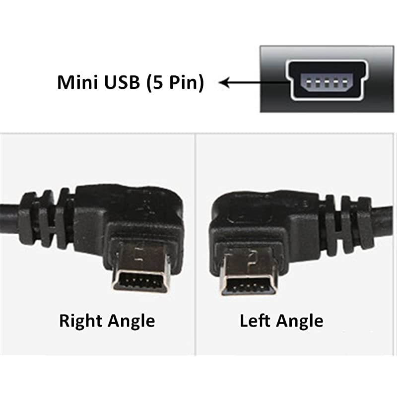 Extra Long 5M USB 20 to Mini USB Cable 90 Degree Left Angle Power Supply Charge Cord with 5pc Wiring Clips for Garmin nuvi GPS Car Dash Cam GPS Navigator DVR Camcorder Camera