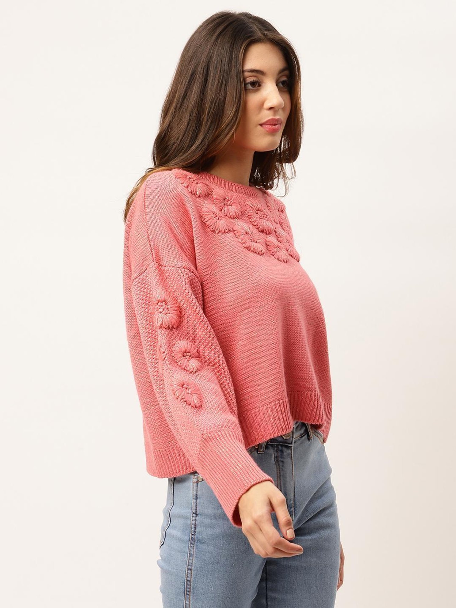 Elle Pink Embroidered Sweater