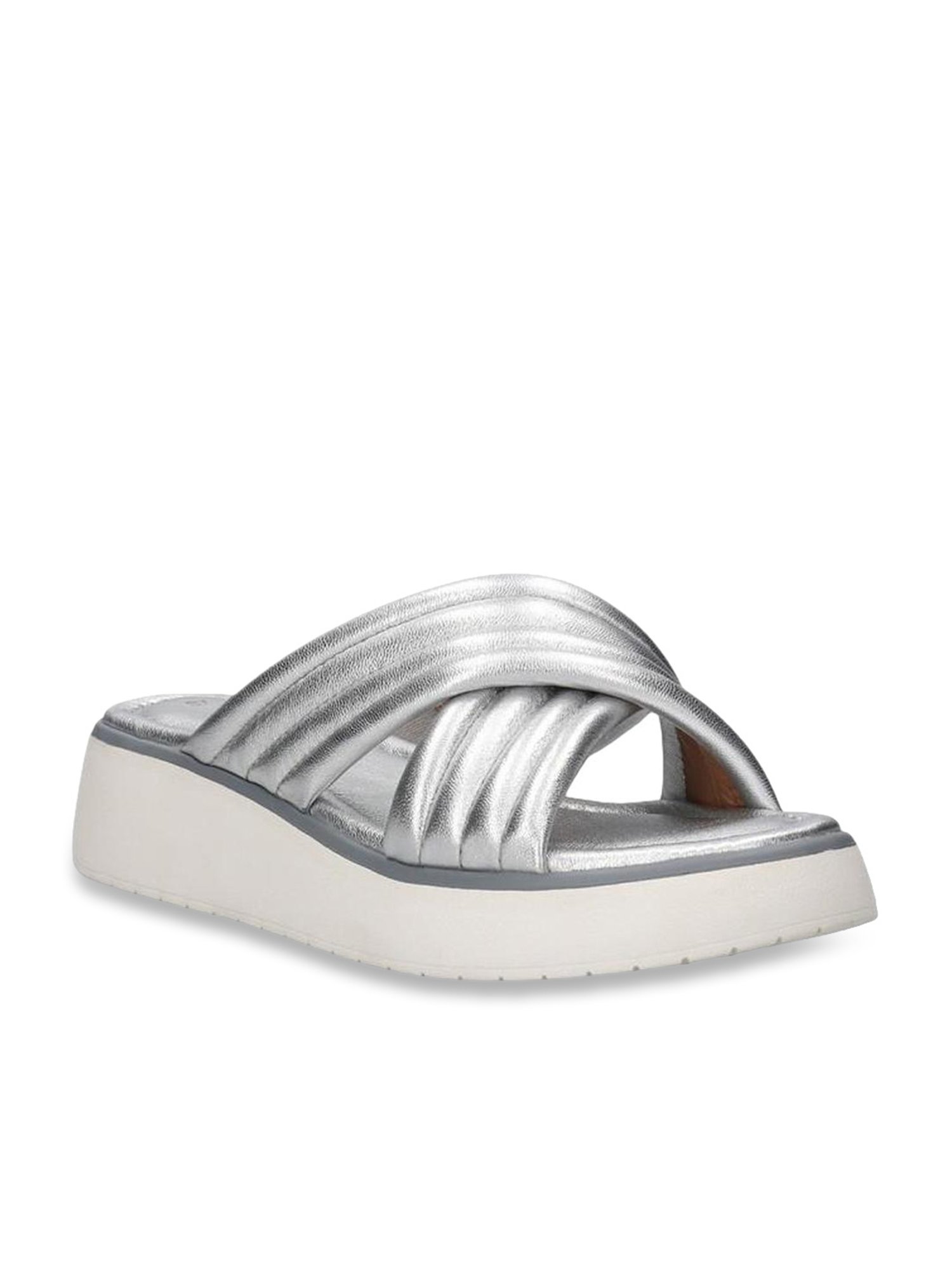 Bagatt Women's Kya Silver Cross Strap Sandals