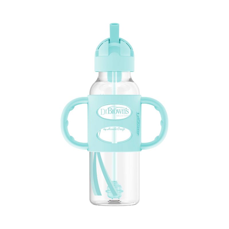 Dr. Brown's Options+ Sippy Straw Bottle with Silicone Handle – Aqua