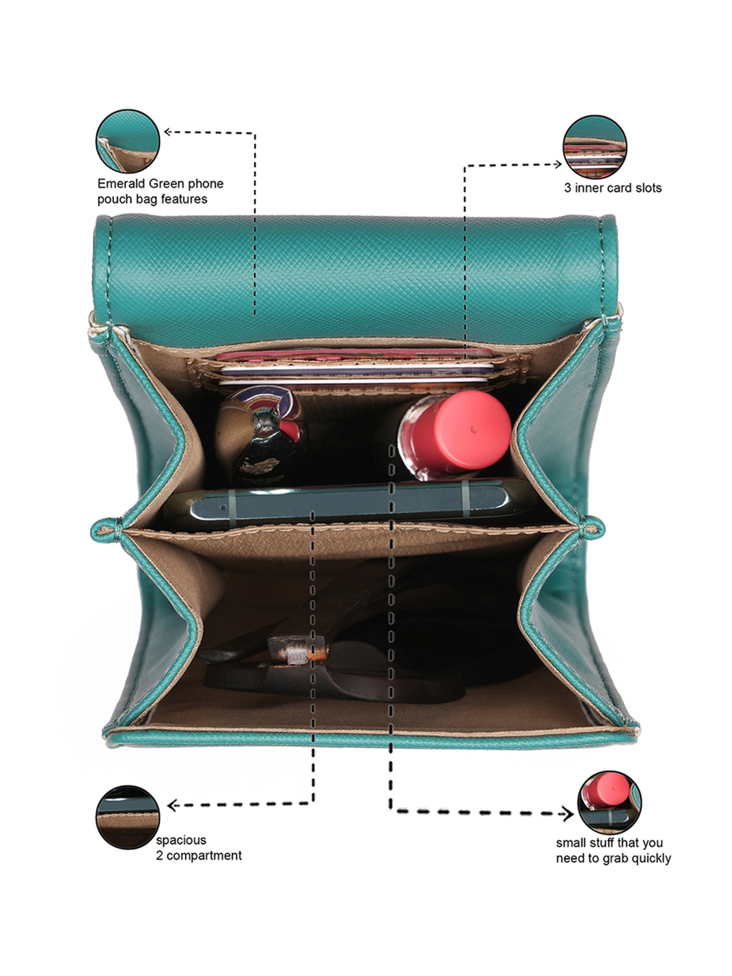 Glo By Globus Green Medium Mobile Pouch