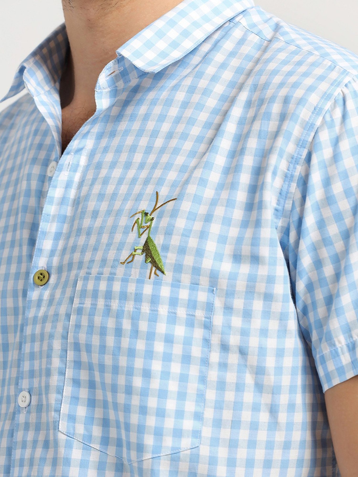 Lela Blue Regular Fit Embroidered Shirt