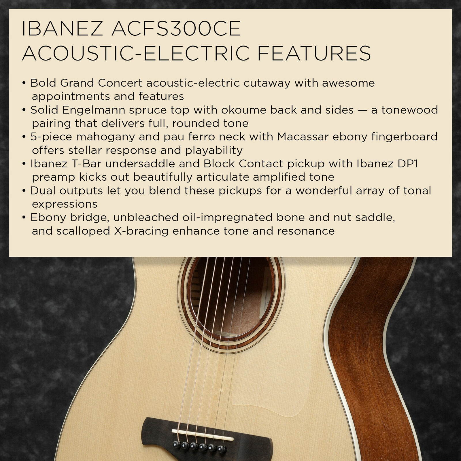 Ibanez ACFS300CE - Open Pore Semi-Gloss Acoustic-Electric Guitar