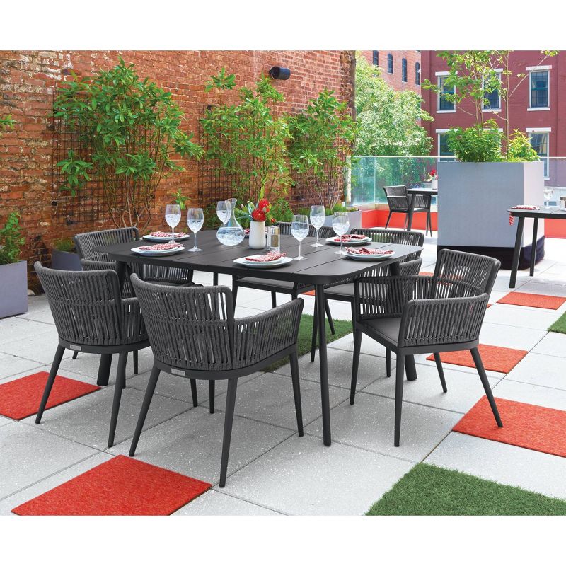 7pc Nette Dining Table Set with Eiland Table Carbon/Pewter/Ninja - Oxford Garden