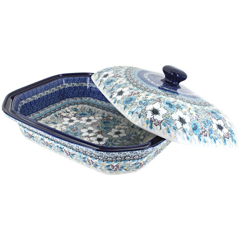 Blue Rose Polish Pottery Margot Large Covered Baking Dish