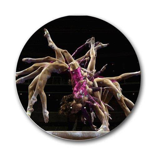 Gymnastics 5" Round Jar Opener or Mini Mousepad with Black Backing Great Gift Idea