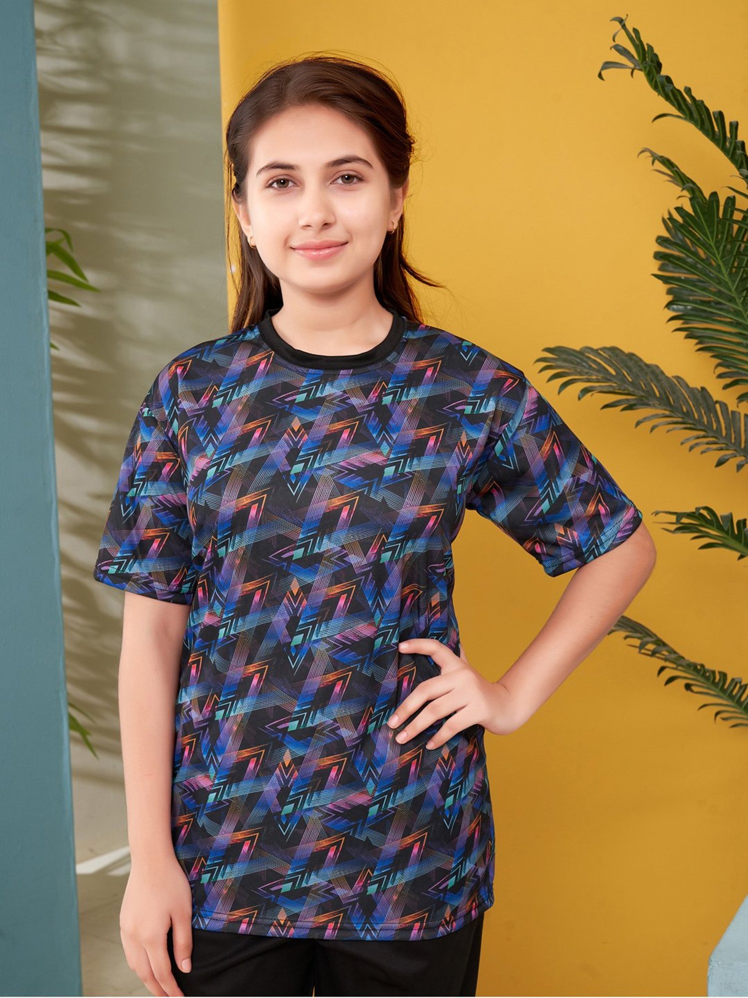 Aarika Kids Blue & Black Printed Top with Capri