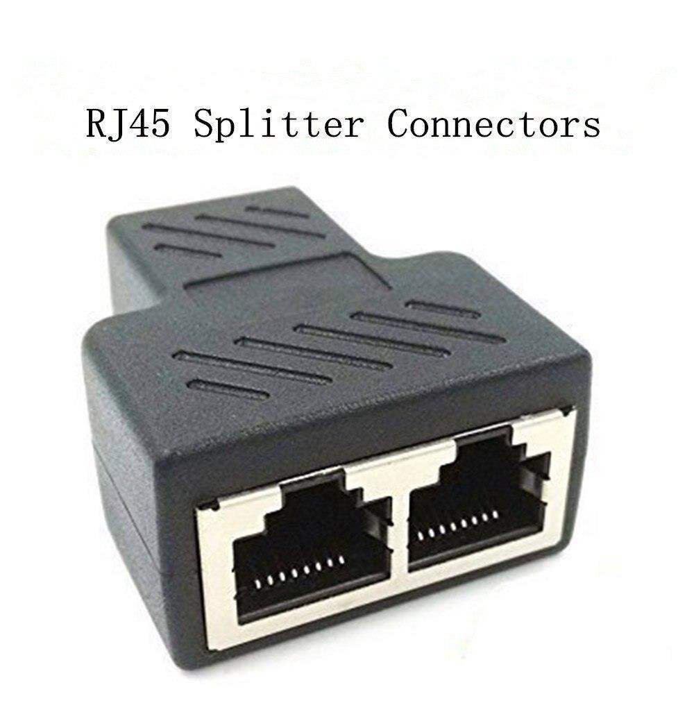 2PCS RJ45 Splitter Connectors 1 to 2 Port Female CAT 5/CAT 6 LAN Ethernet Socket Connector Adapter for Computer Laptop PC