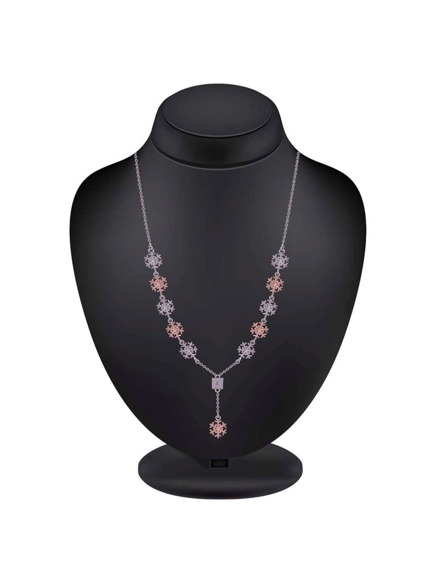 Rihi by P.C. Chandra Jewellers 925 Silver Snow-Flake Necklace with Earring Set for Women & Girls