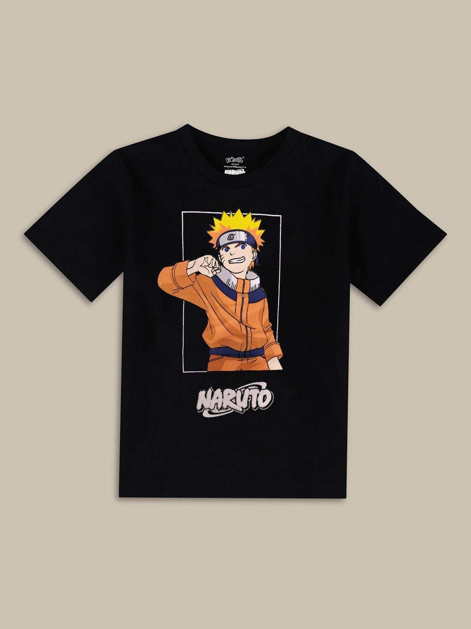 Kidsville Boys Black Cotton Printed T-Shirt