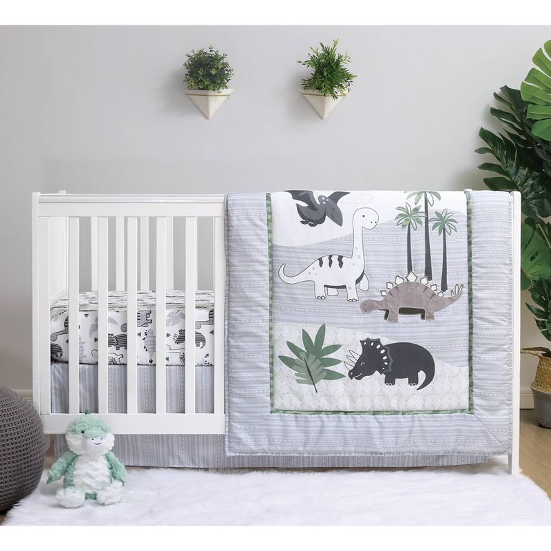 The Peanutshell Dino Crib Bedding Set - 3pc