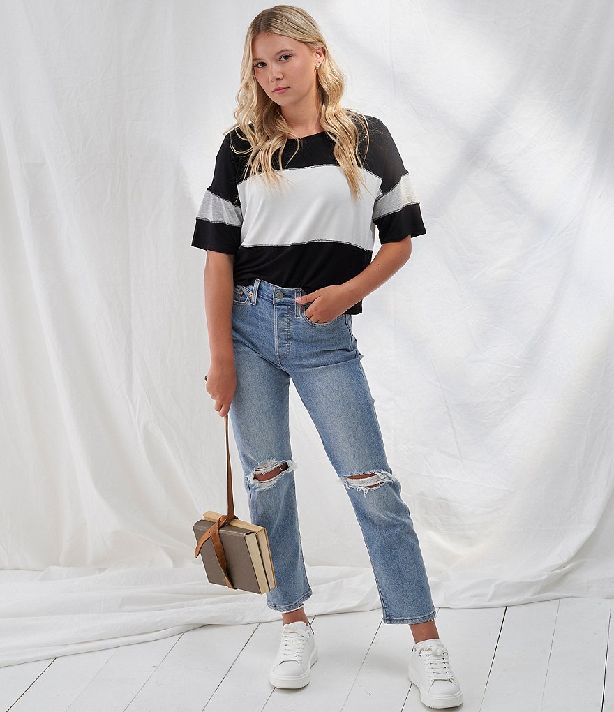 Moa Moa Colorblock Slouchy Short Sleeve Tee