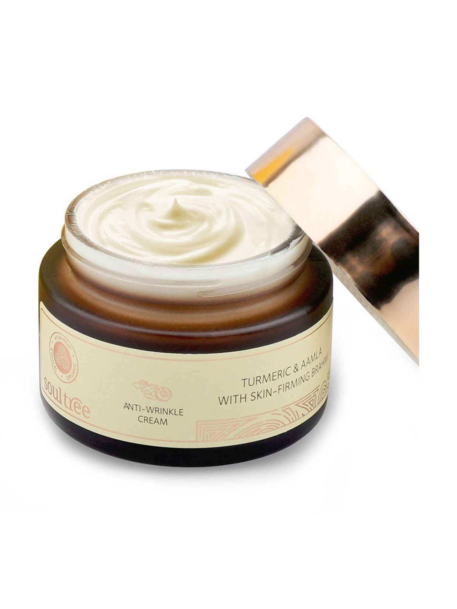 SoulTree Anti-Wrinkle Cream Turmeric & Aamla with Skin Firming Brahmi - 50 gm | Ayurvedic Cream