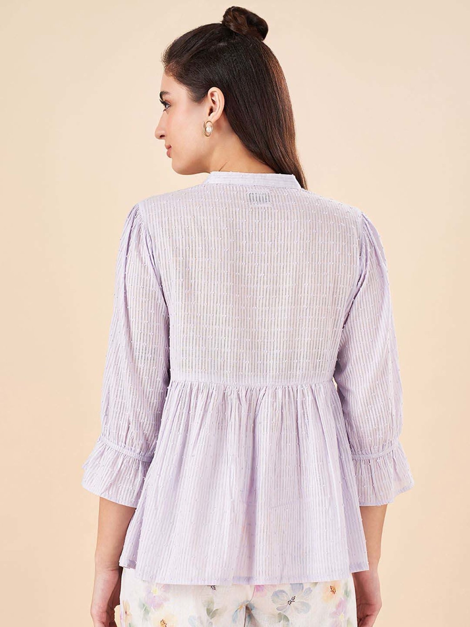 Akkriti by Pantaloons Purple Cotton Self Pattern Tunic