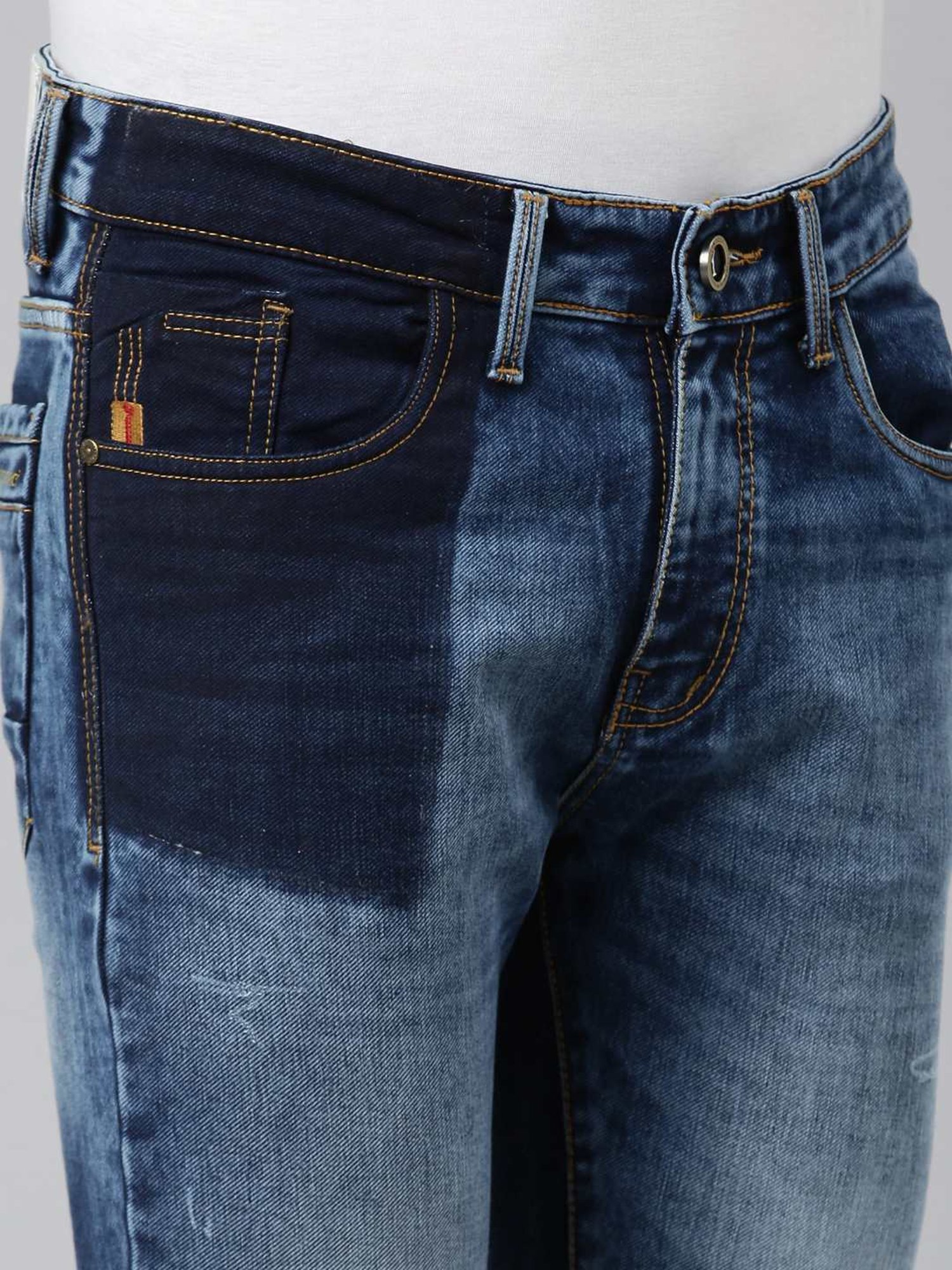 CINOCCI Blue Cotton Slim Fit Jeans