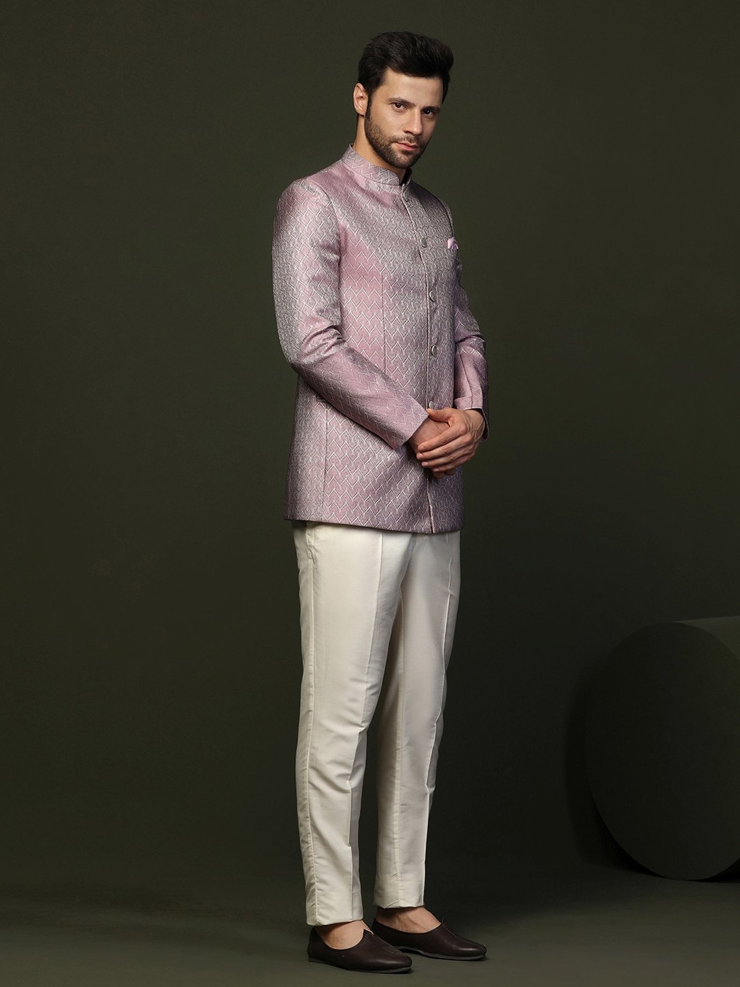 Kisah Purple Regular Fit Embellished Ethnic Blazer