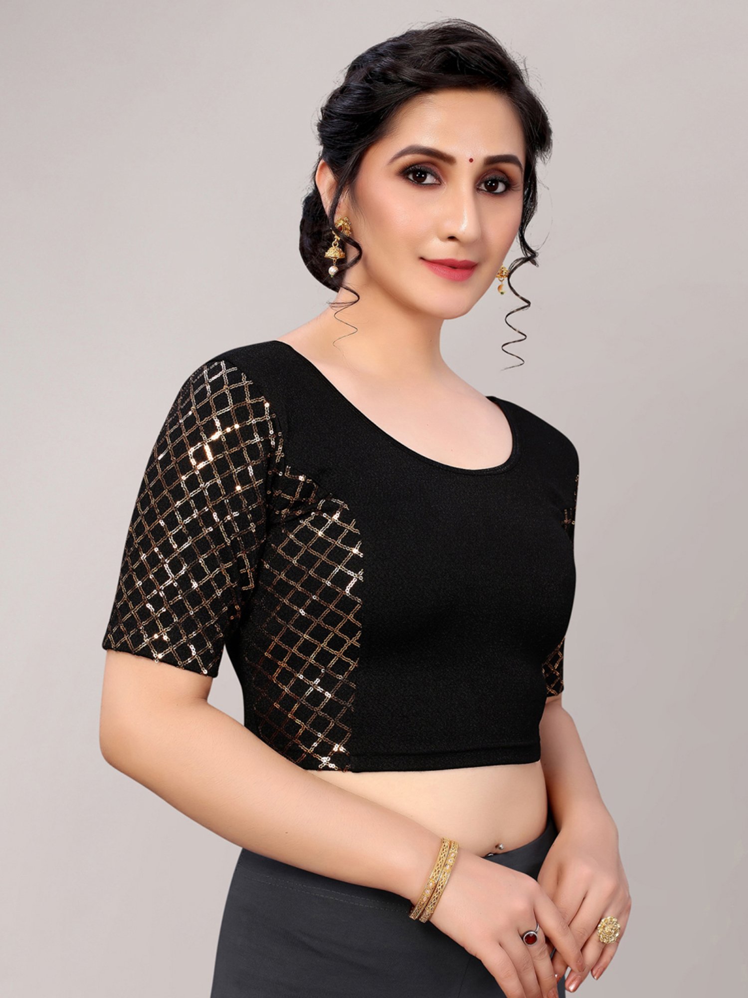 Satrani Black Embellished Blouse