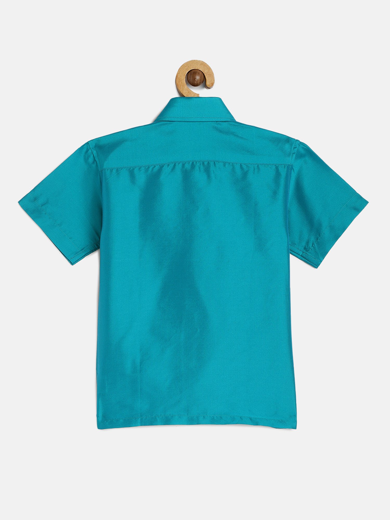 THANGAMAGAN Kids Turquoise Solid Shirt