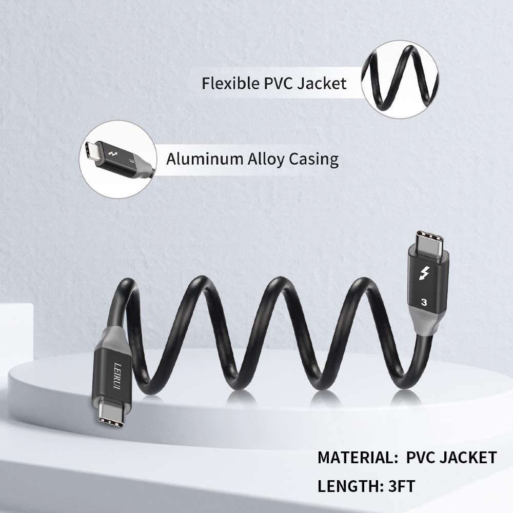 FVH Thunderbolt 2 Port Male to Male Video Data Cable for MacBook & SSD & Displays TB-004-WH
