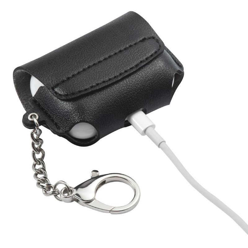 Insten PU Leather Case For AirPods Pro, Carrying Pouch Pocket PU Leather Cover with Keychain, Black