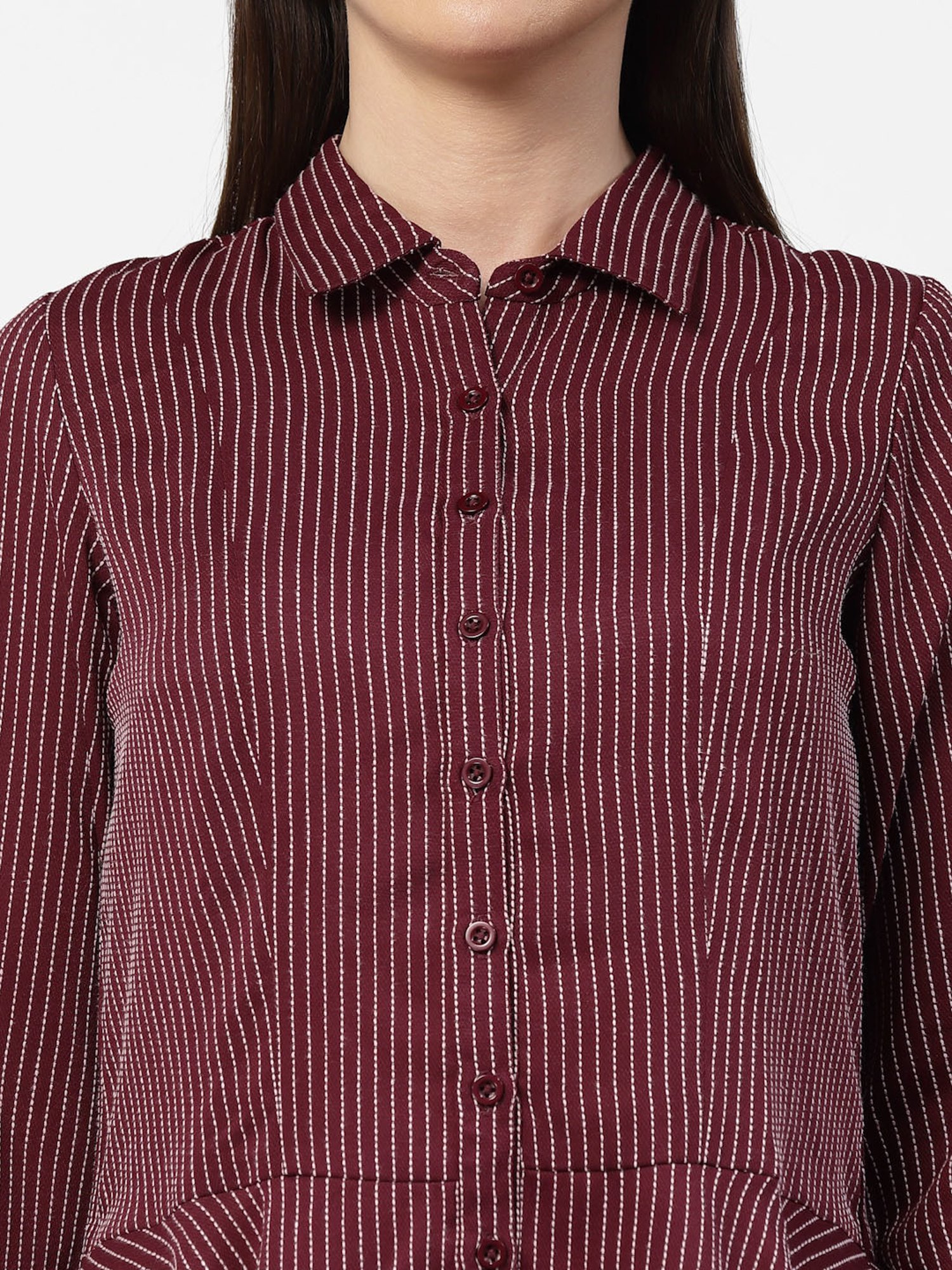 Office & You Maroon Striped Shirt