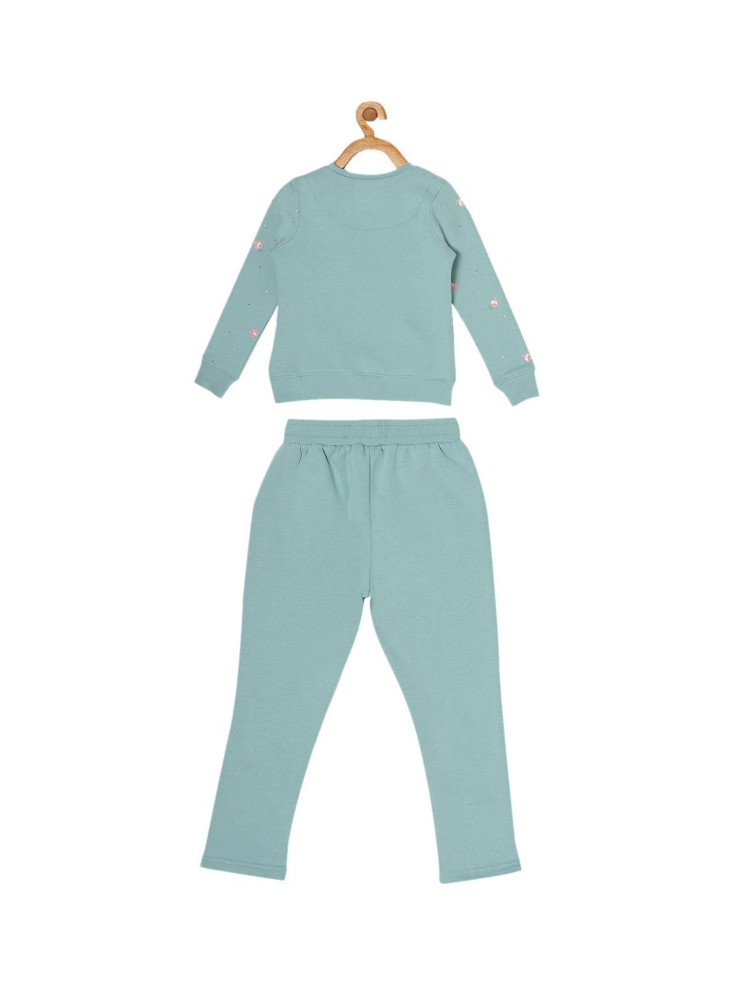 Sweet Dreams Girls Blue Printed Tracksuit