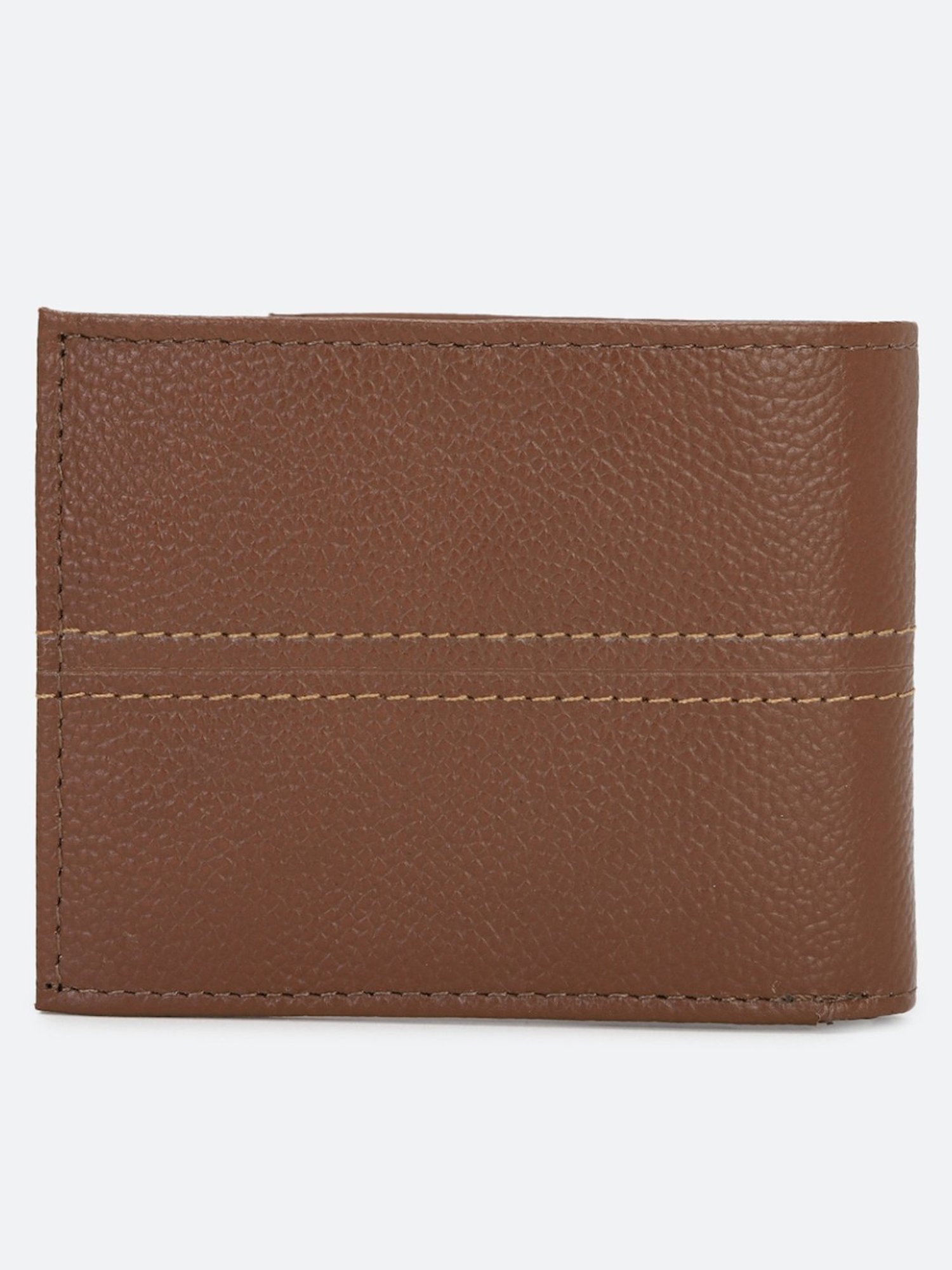 Louis Philippe Brown Leather Textured Bi-Fold Wallet