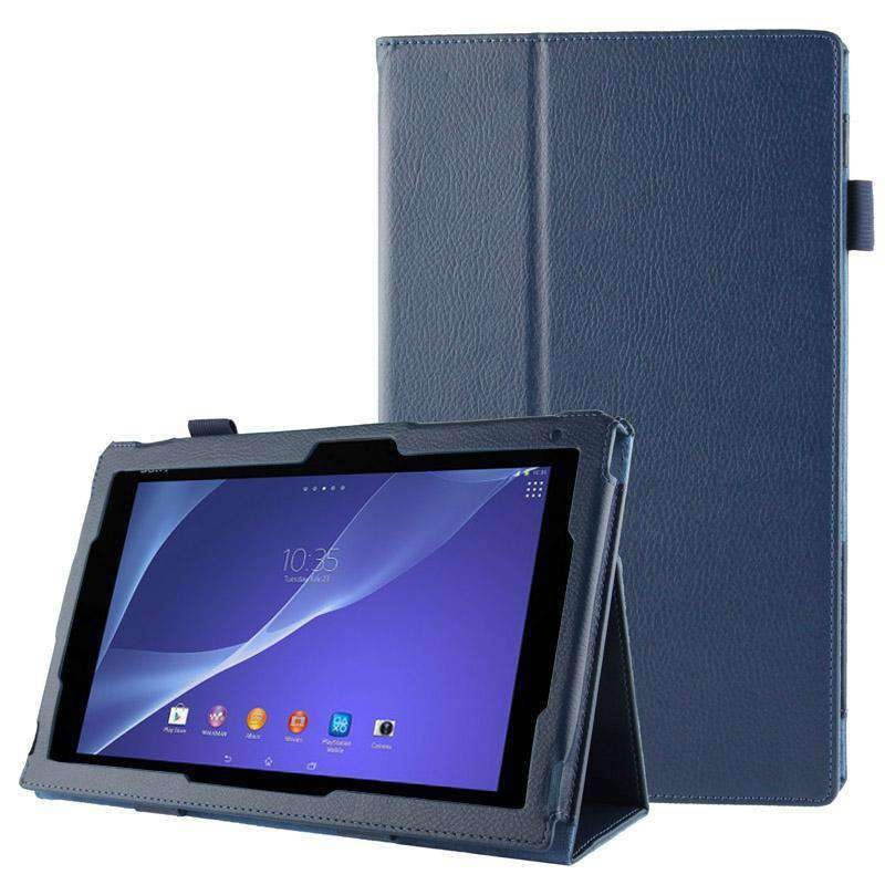 Texture Leather Case with Holder for Sony Xperia Tablet Z2 10.1 (Dark Blue)